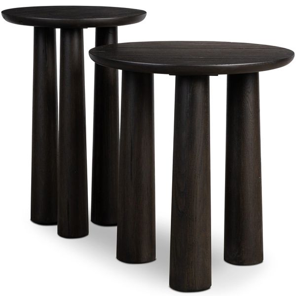 Tables d'Extremite Gigognes Cooper, Noir Fume, Lot de 2