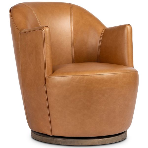 Fauteuil Pivotant Cuir Aurore, Caramel Sonoma