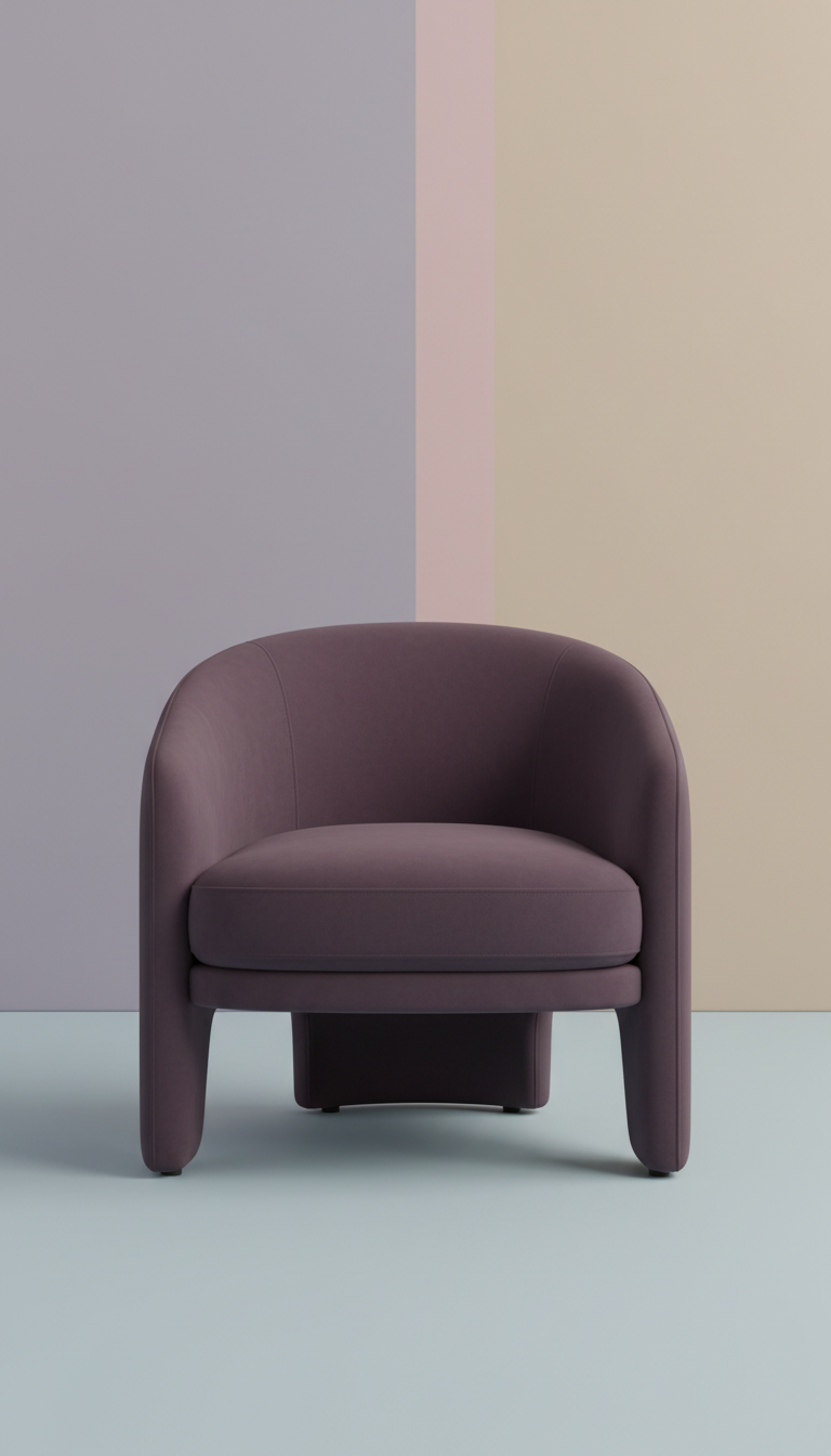 Fauteuil accent aubergine courbes françaises